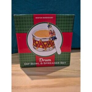Boston Warehouse Drum Dip Bowl & Toy Soldier Spreader Set 10oz